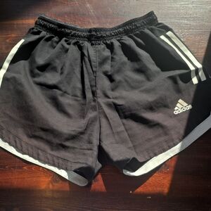 Adidas Essential 3-Stripe Running Shorts - Black & White - Size Small